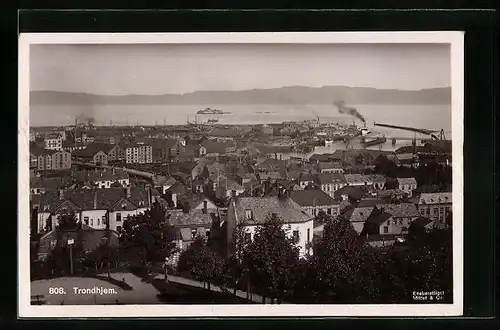 AK Trondhjem, Teilansicht mit Hafen