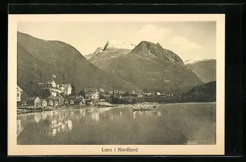 AK Loen i Nordfjord, Ortsansicht vom Wasser her