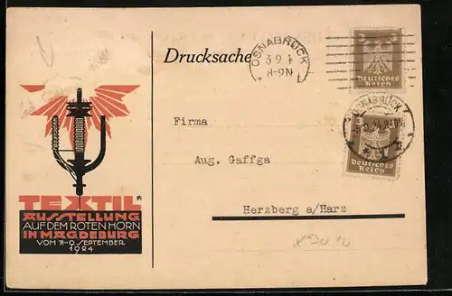 AK Magdeburg, Textil-Ausstellung auf dem Roten Horn 1924