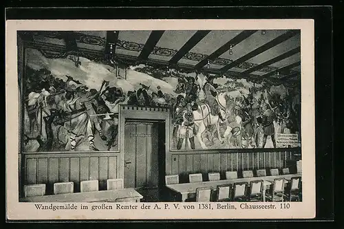 AK Berlin, Wandgemälde im grossen Remter der A. P. V. von 1381, Chausseestrasse 110