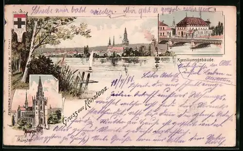 Lithographie Konstanz, Konziliumsgebäude, Münster