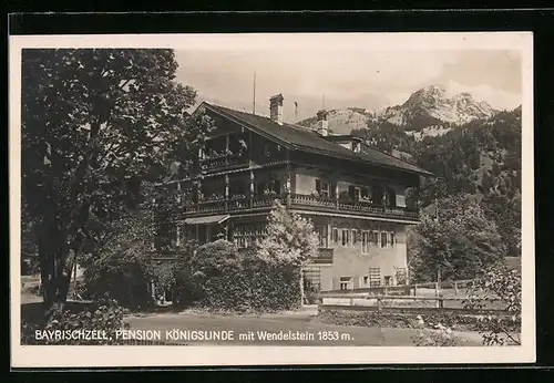 AK Bayrischzell, Pension Königslinde mit Wendelstein