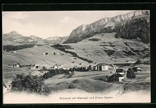 AK Schwendi, Totale mit Alpsiegel und Hohen Kasten