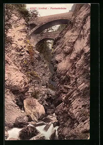 AK Linthal, Pantenbrücke mit Gebirgsfluss