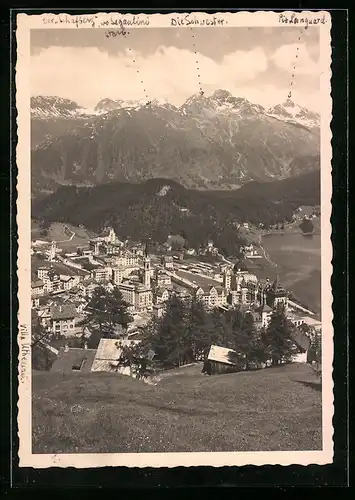 AK St. Moritz, Ortsansicht aus der Vogelschau