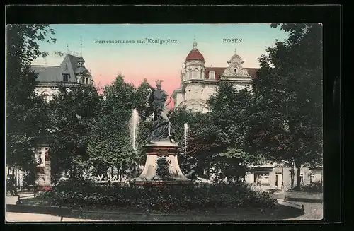 AK Posen, Perseusbrunnen mit Königsplatz