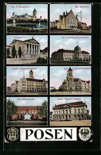 AK Posen, Oberpostdirektion, Kgl. Akademie, Generalkommando
