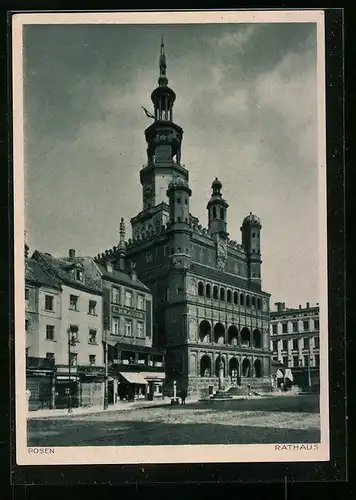 AK Posen, Rathaus mit Marktplatz