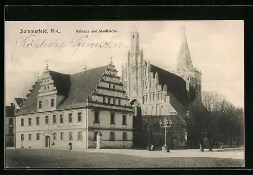 AK Sommerfeld N.-L., Rathaus und Stadtkirche
