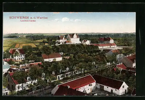 AK Schwerin a. d. Warthe, Blick auf das Lindenviertel