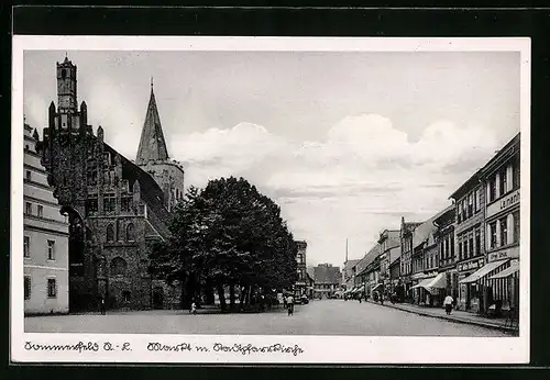 AK Sommerfeld N.-L., Markt mit Stadtpfarrkirche