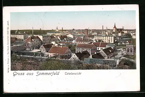 AK Sommerfeld, Gruss mit Totalansicht
