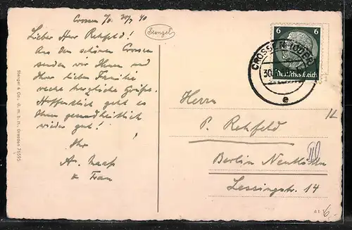 AK Crossen a. O., Blick vom Weinbergweg