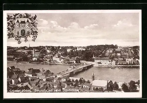 AK Crossen /Oder, Bergseite mit neuer Oderbrücke