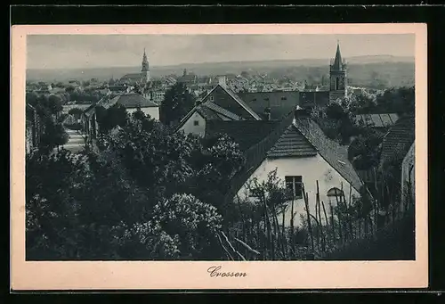 AK Crossen, Ortsansicht aus der Vogelschau