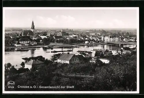 AK Crossen a. O., Gesamtansicht der Stadt