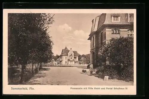 AK Sommerfeld /Ffo, Promenade mit Villa Hecht und Portal Schulhaus III