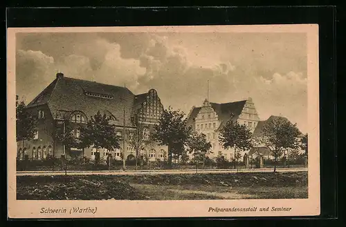 AK Schwerin /Warthe, Präparandenanstalt und Seminar