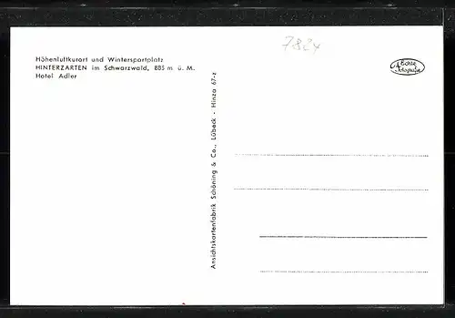 AK Hinterzarten im Schwarzwald, Blick auf das Hotel Adler