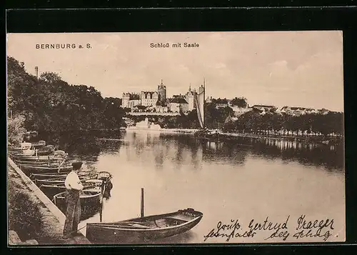 AK Bernburg a. S., Schloss mit Saale