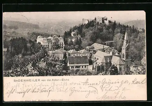 AK Badenweiler, Blick auf den Ort von der Adler-Eiche