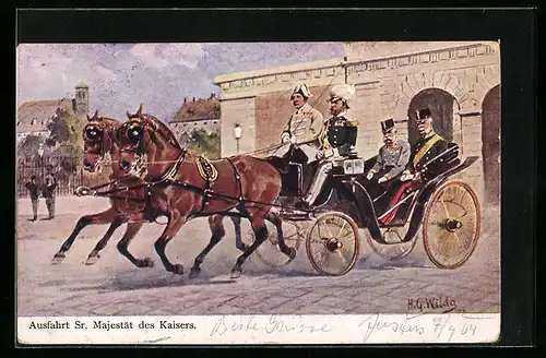 Künstler-AK Ausfahrt des Kaisers Franz Josef I. von Österreich