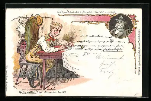 Lithographie Fritz Reuter Postkarten, Fritz Triddelfitz