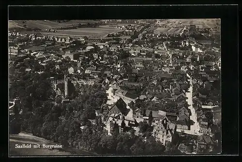 AK Saalfeld, Teilansicht mit Burgruine