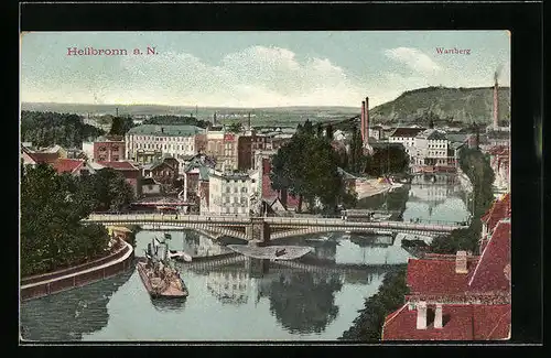 AK Heilbronn a. N., Uferpartie mit Wartberg