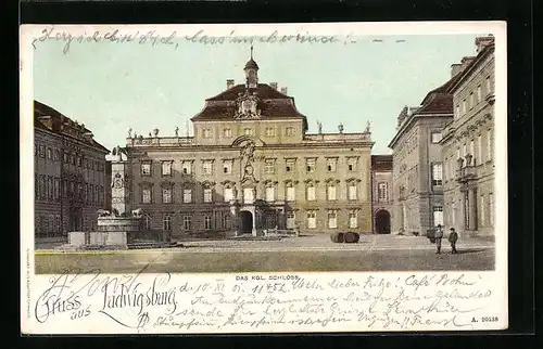 AK Ludwigsburg, Das Königliche Schloss mit Brunnen