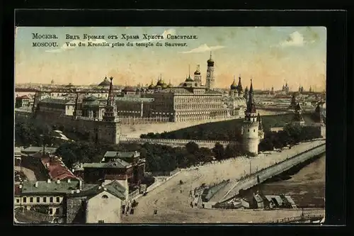 AK Moscou, Vue du Kremlin prise du temple du Sauveur