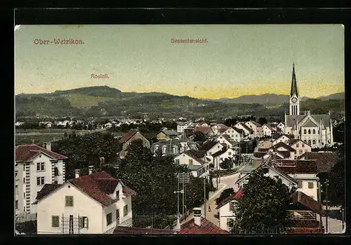 AK Ober-Wetzikon, Gesamtansicht mit Kirche und Rosinli