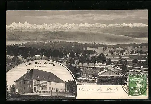 AK Chaux-de-Fonds, Hôtel Vue des Alpes, Panorama