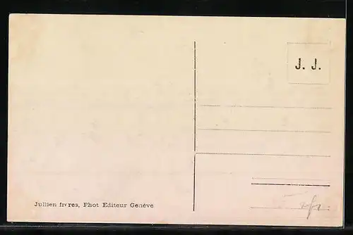 AK Gruyères, Strassenpartie mit Kirche
