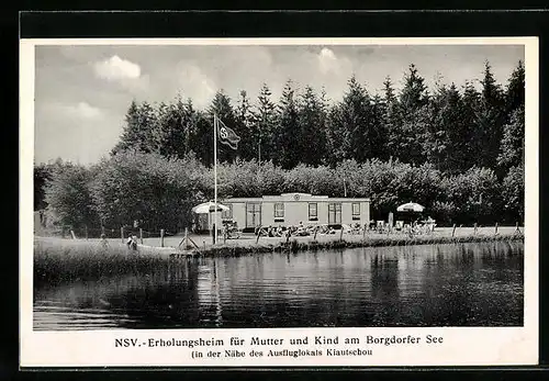 AK Nortorf, NSV-Erholungsheim für Mutter und Kind am Borgdorfer See, -Fahne