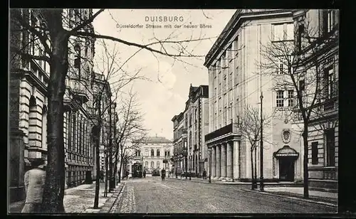 AK Duisburg, Düsseldorfer Strasse mit der neuen Börse
