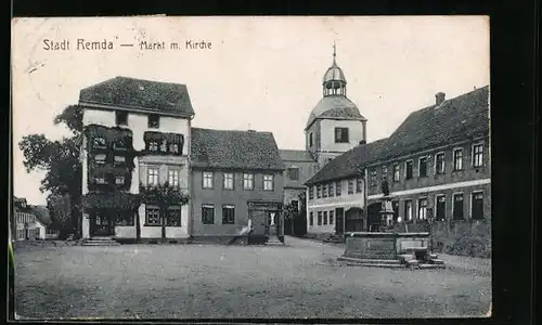 AK Remda, Markt mit Kirche