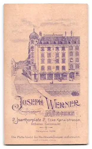 Fotografie Joseph Werner, München, Student im Anzug mit Couleuer und Bierzipfel