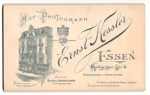 Fotografie Ernst Kessler, Essen, Kettwiger-Str. 6, Ansicht Essen, Blick auf das Gebäude des Fotografen
