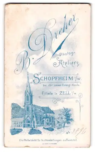 Fotografie B. Dreher, Schopfheim i. W., Blick auf die Evangelische Stadtkirche