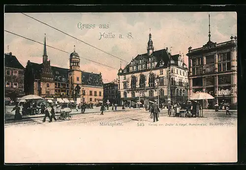 AK Halle a. S., Blick auf den Marktplatz