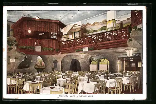 AK Düsseldorf, Innenansicht des Oberbayerns vom Podium aus