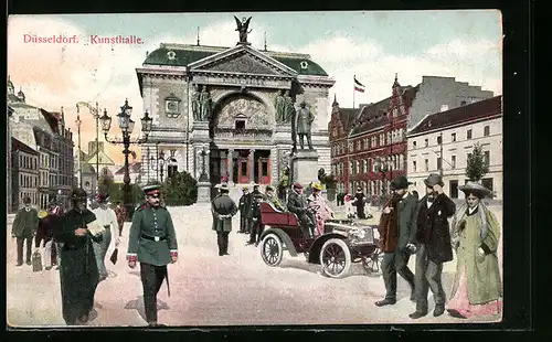 AK Düsseldorf, Spaziergänger vor der Kunsthalle