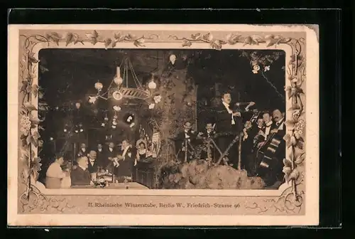 AK Berlin, Innenansicht der Rheinischen Winzerstube, Friedrich-Strasse 96