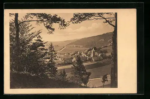 AK Buchfart bei Weimar, Blick vom Waldesrand auf den Ort