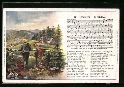 Künstler-AK Lied Mei Arzgeberg - du Edelstaa!