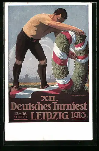 Künstler-AK Leipzig, XII. Deutsches Turnfest, 1913