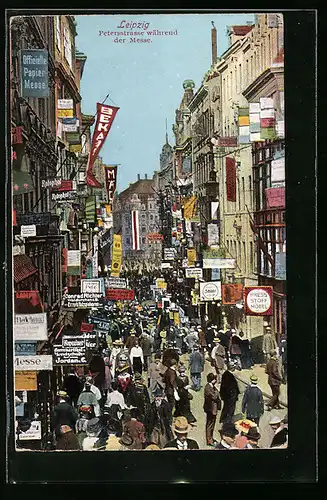 AK Leipzig, Petersstrasse während der Messe, Leipziger Messe
