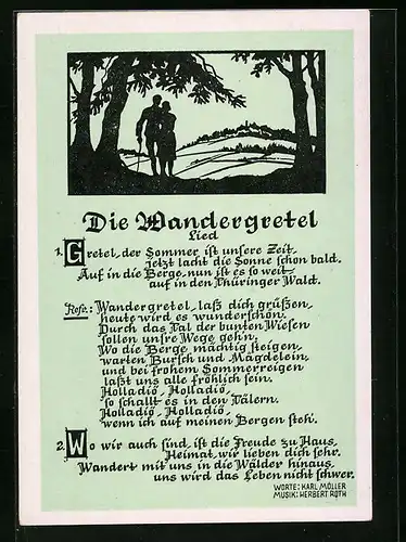 Künstler-AK Lied Die Wandergretel