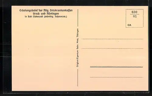 AK Bad Liebenzell, Städtischer Kurpark mit Erholungsheim der Allg. Ortskrankenkassen